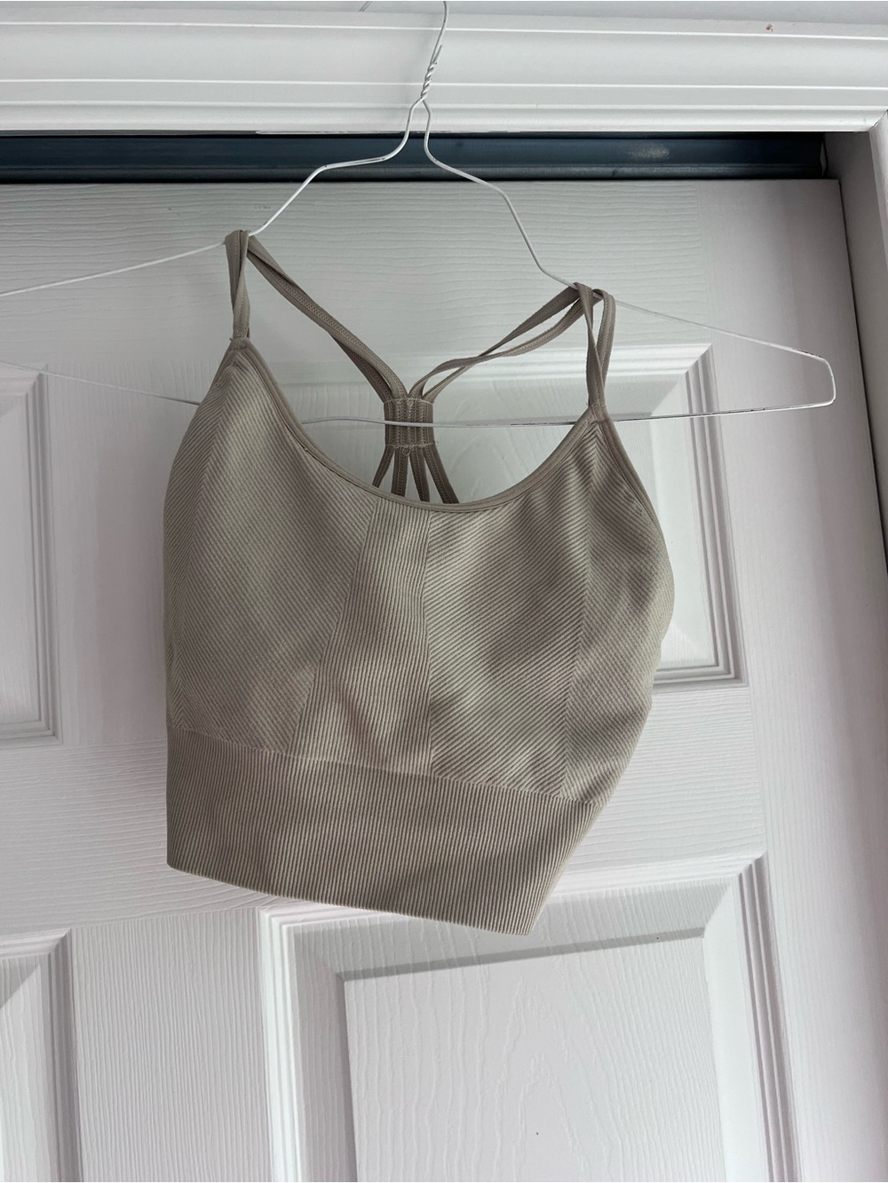 P'tula Ribbed Strappy Sports Bra - Taupe